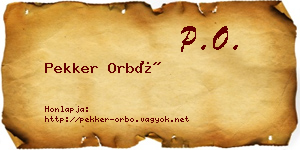 Pekker Orbó névjegykártya